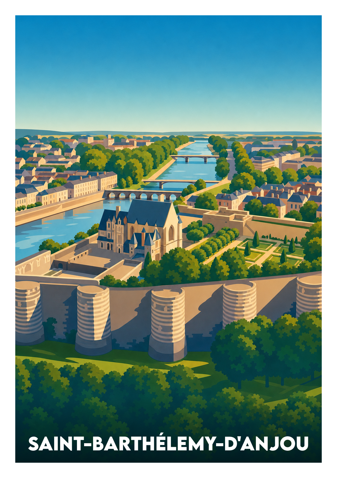 Affiche souvenir de Saint-Barthélemy-d'Anjou – image brute sans cadre