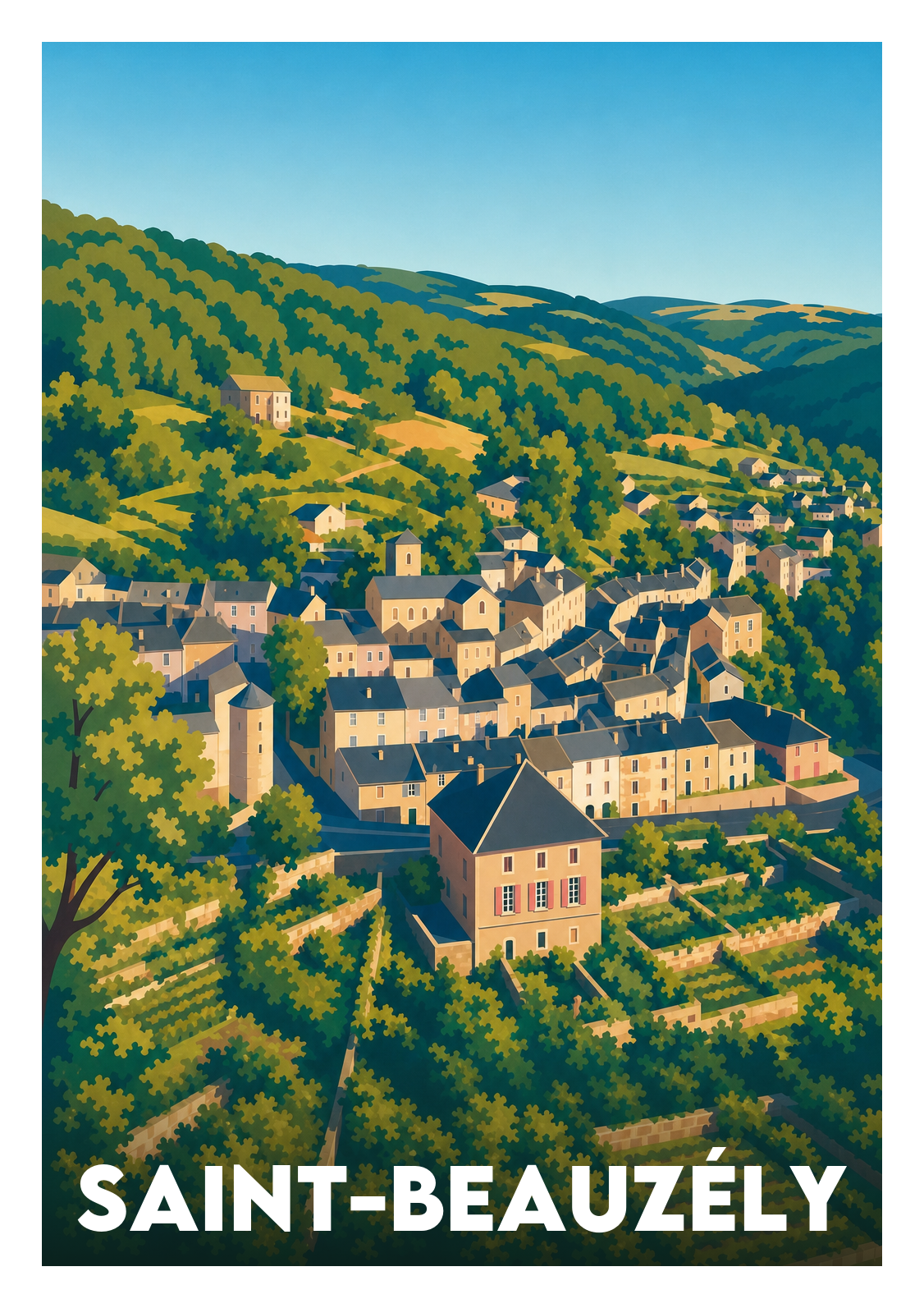 Affiche souvenir de Saint-Beauzély – image brute sans cadre