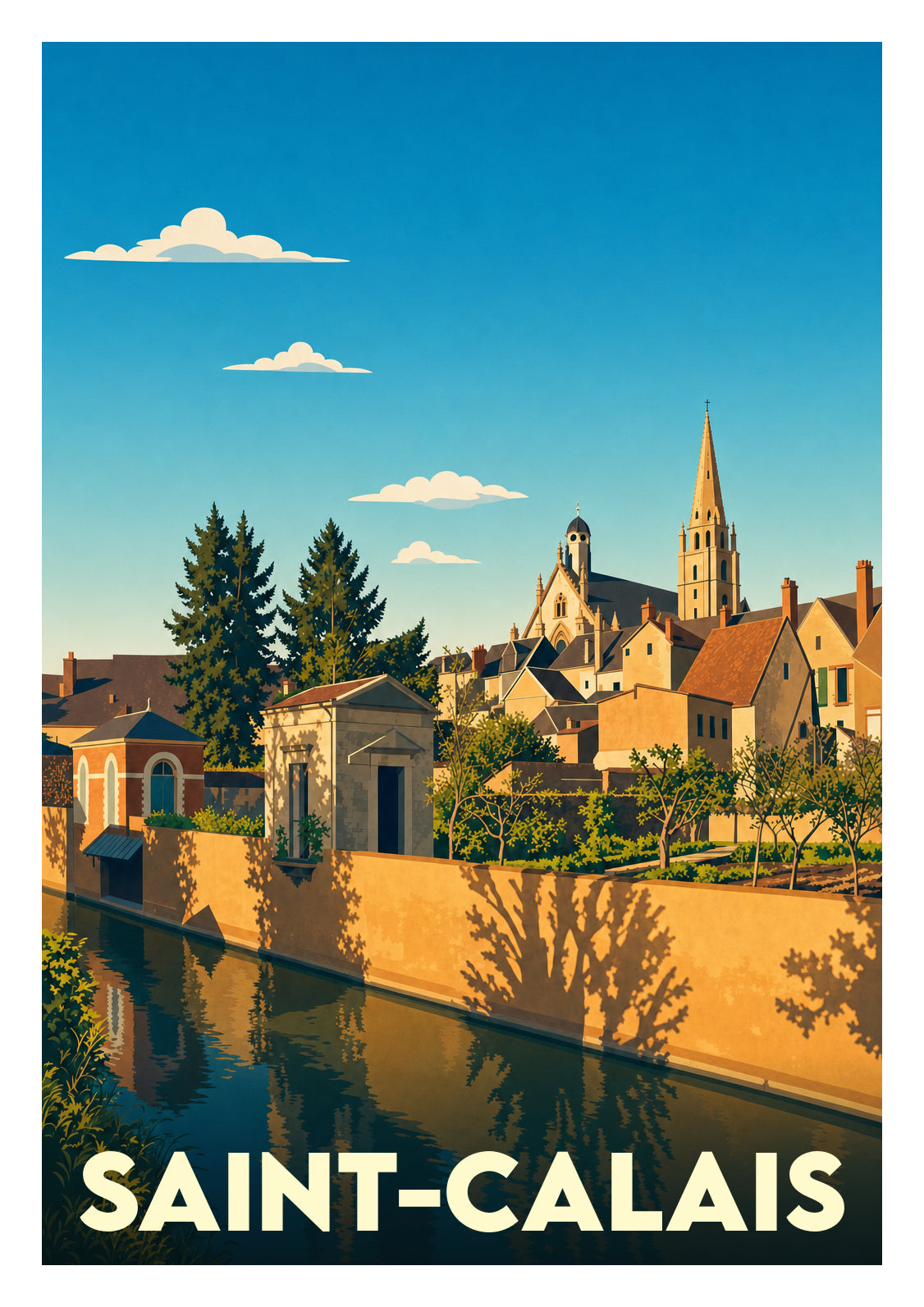 Affiche souvenir de Saint-Calais – image brute sans cadre