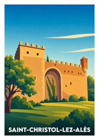 Affiche souvenir de Saint-Christol-lez-Alès – image brute sans cadre