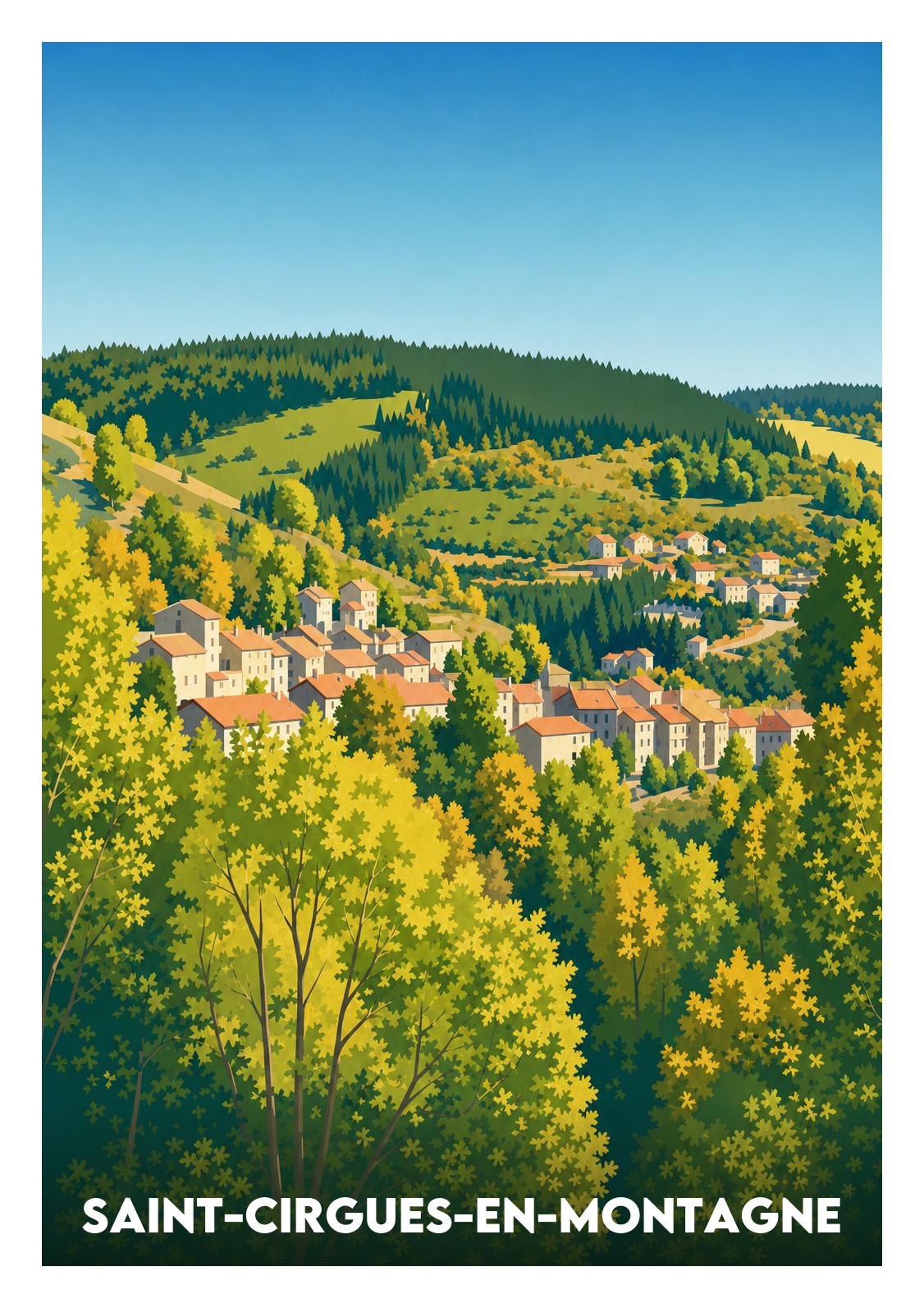 Affiche souvenir de Saint-Cirgues-en-Montagne – image brute sans cadre