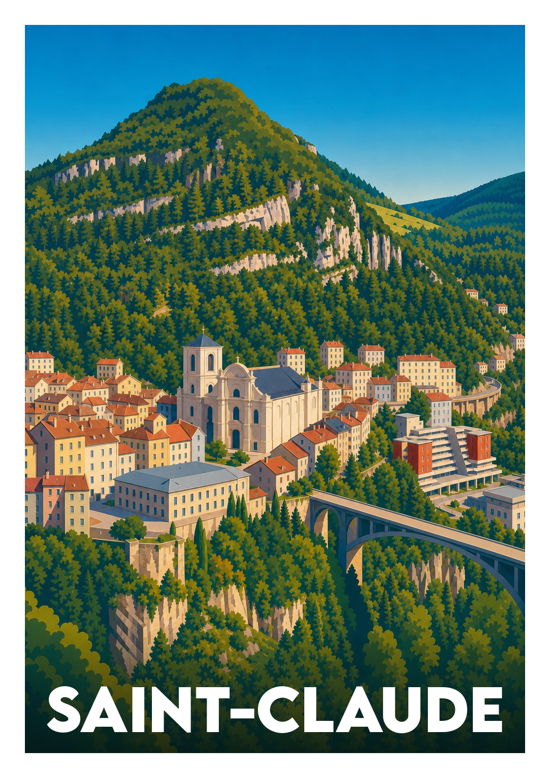 Affiche souvenir de Saint-Claude – image brute sans cadre