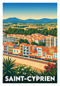Affiche souvenir de Saint-Cyprien – image brute sans cadre