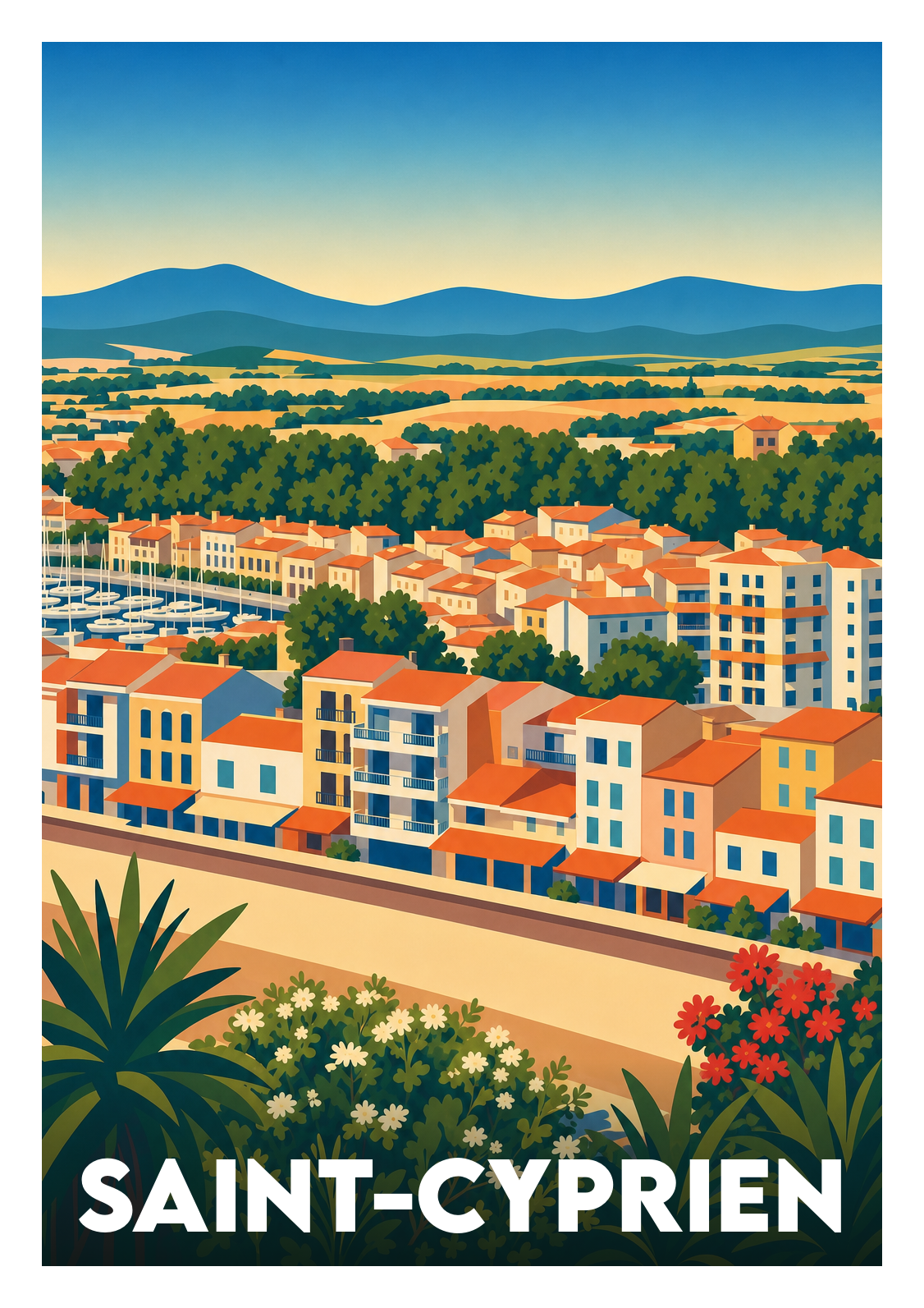Affiche souvenir de Saint-Cyprien – image brute sans cadre