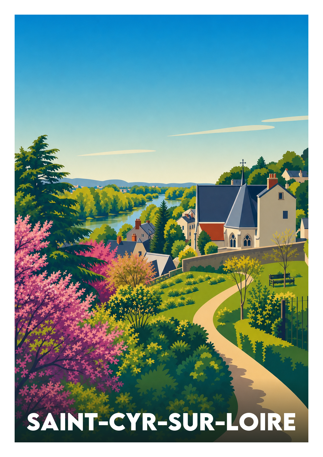 Affiche souvenir de Saint-Cyr-sur-Loire – image brute sans cadre