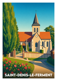 Affiche souvenir de Saint-Denis-le-Ferment – image brute sans cadre