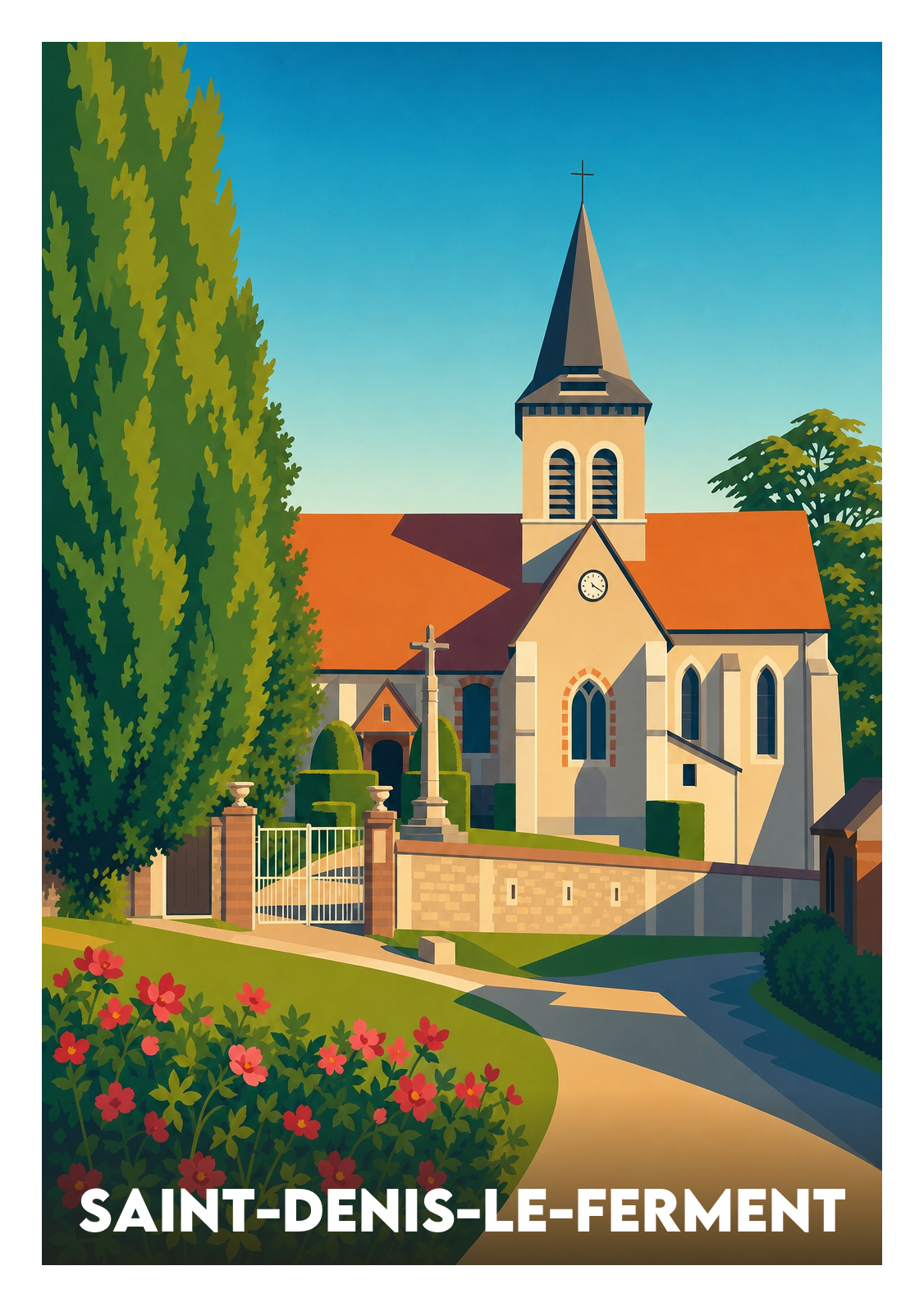 Affiche souvenir de Saint-Denis-le-Ferment – image brute sans cadre