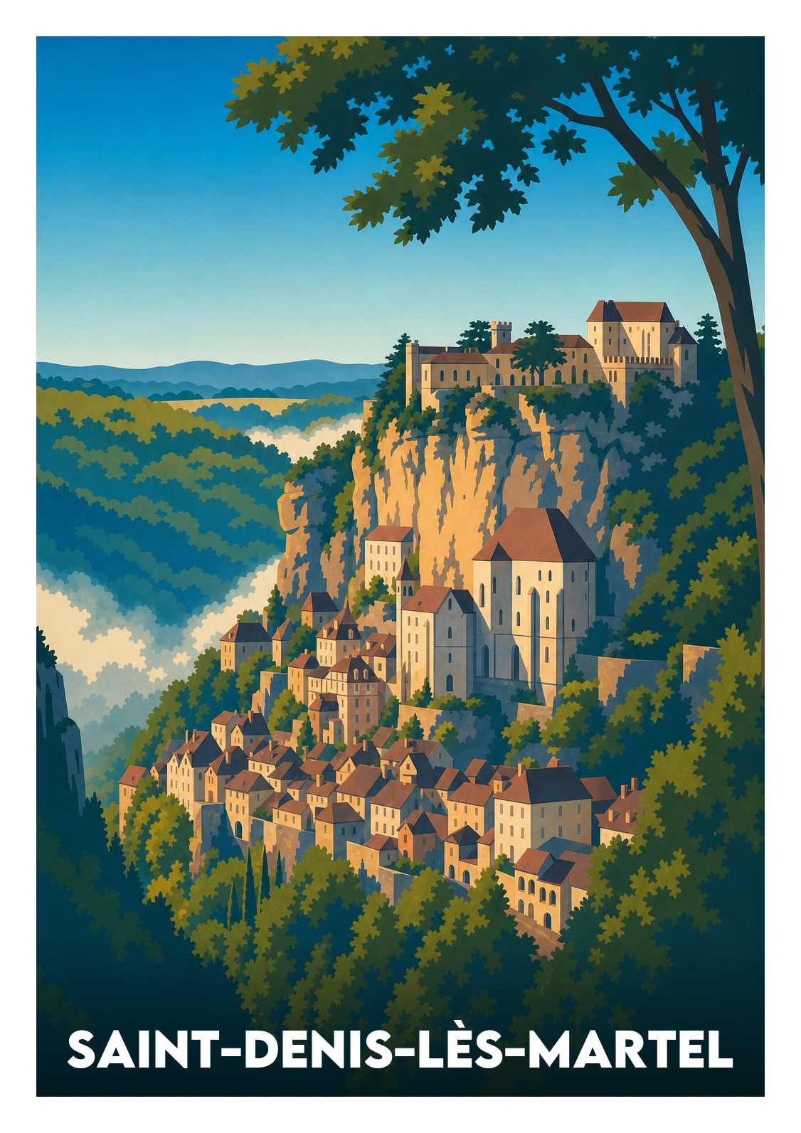 Affiche souvenir de Saint-Denis-lès-Martel – image brute sans cadre