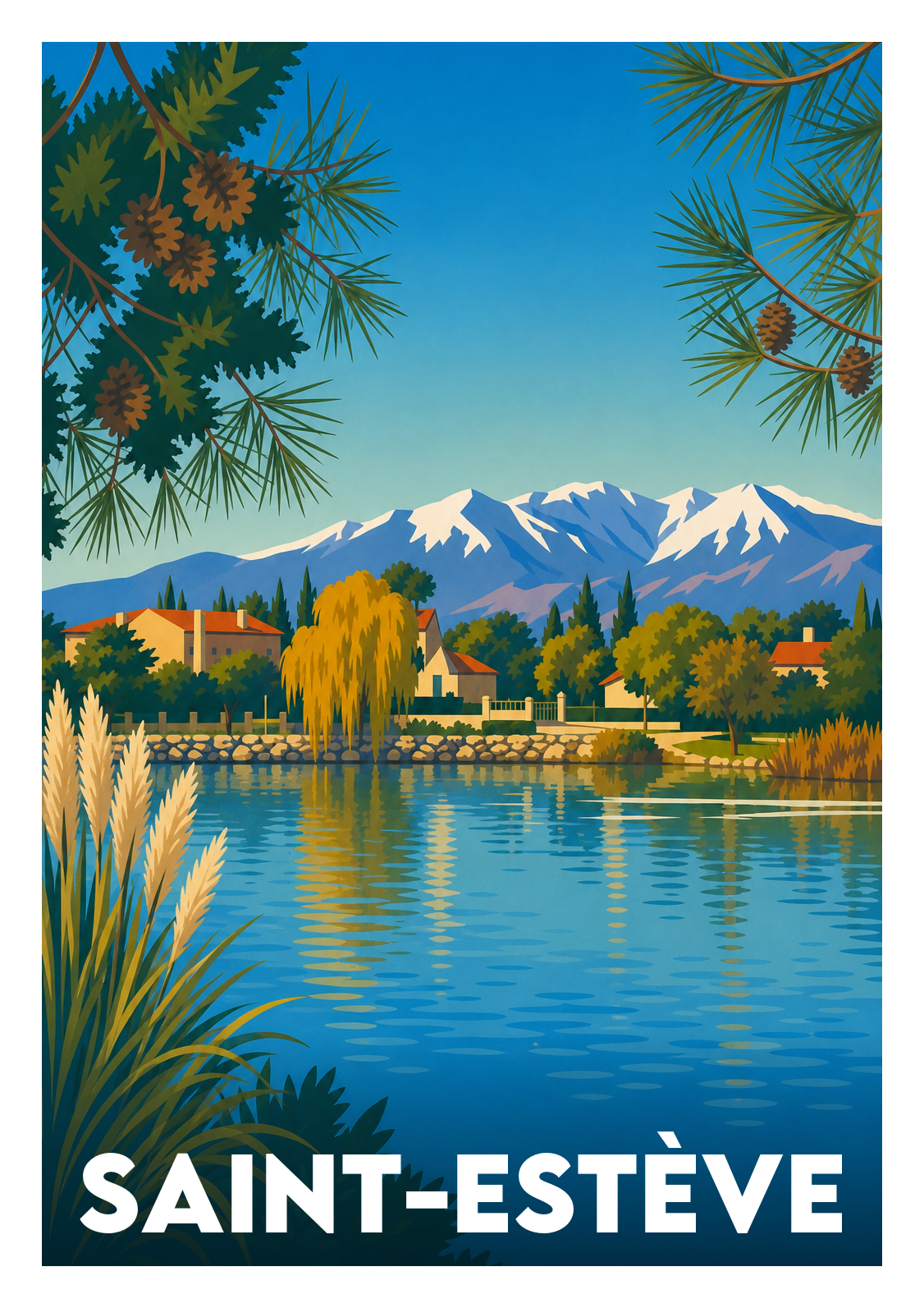 Affiche souvenir de Saint-Estève – image brute sans cadre