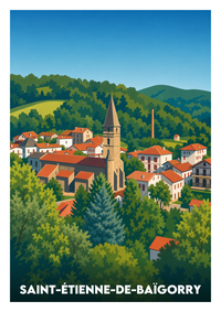 Affiche souvenir de Saint-Étienne-de-Baïgorry – image brute sans cadre