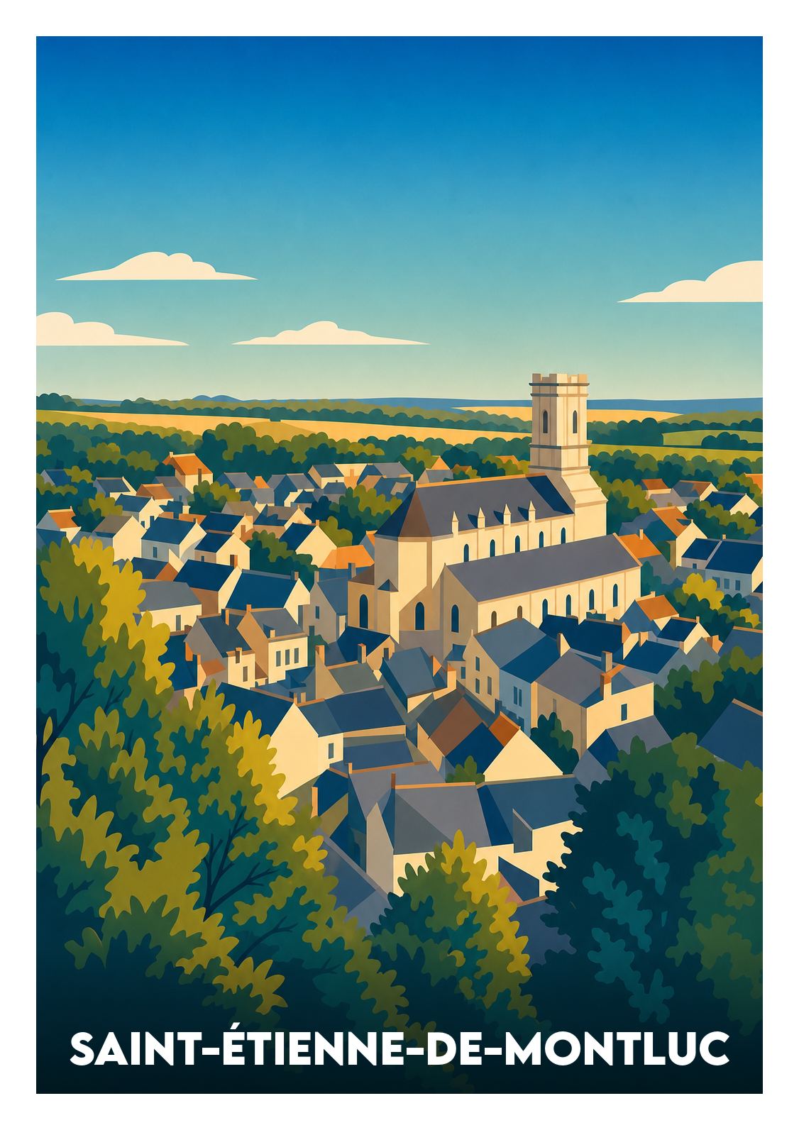 Affiche souvenir de Saint-Étienne-de-Montluc – image brute sans cadre