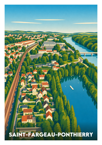 Affiche souvenir de Saint-Fargeau-Ponthierry – image brute sans cadre