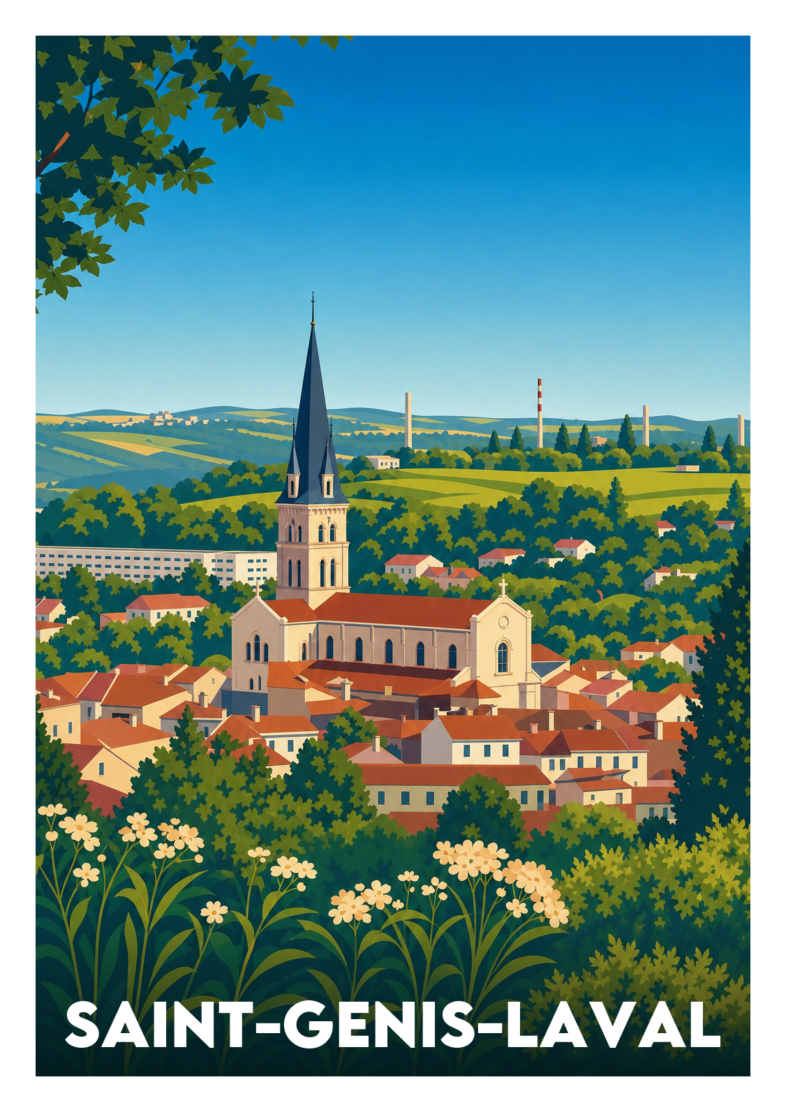 Affiche souvenir de Saint-Genis-Laval – image brute sans cadre