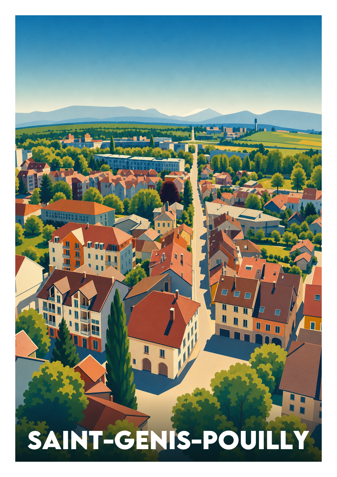 Affiche souvenir de Saint-Genis-Pouilly – image brute sans cadre