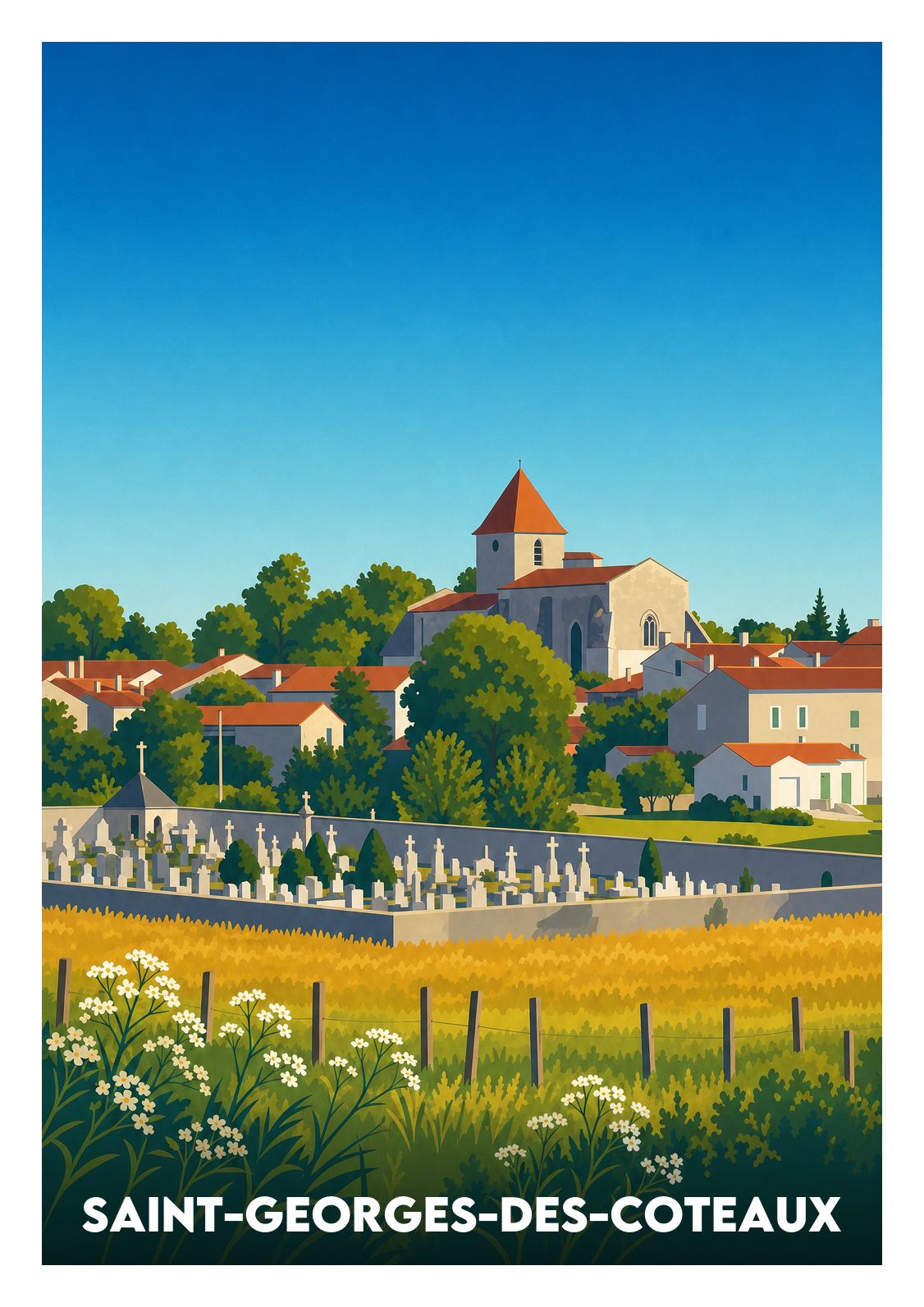 Affiche souvenir de Saint-Georges-des-Coteaux – image brute sans cadre