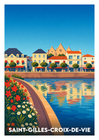 Affiche souvenir de Saint-Gilles-Croix-de-Vie – image brute sans cadre