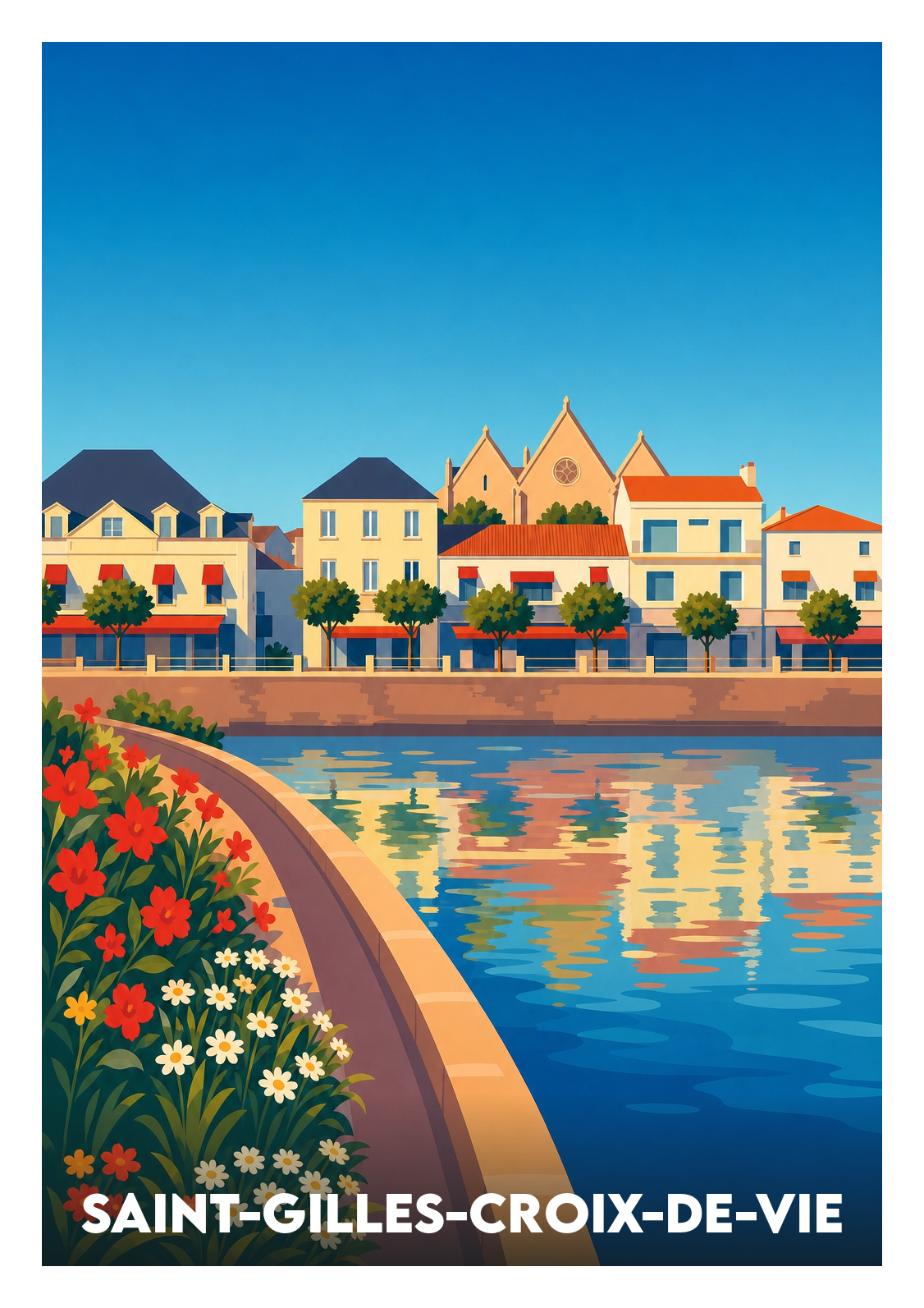 Affiche souvenir de Saint-Gilles-Croix-de-Vie – image brute sans cadre