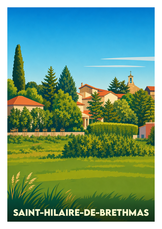 Affiche souvenir de Saint-Hilaire-de-Brethmas – image brute sans cadre