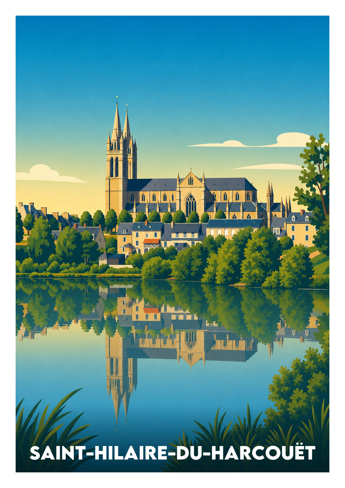 Affiche souvenir de Saint-Hilaire-du-Harcouët – image brute sans cadre
