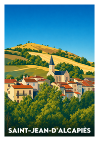 Affiche souvenir de Saint-Jean-d'Alcapiès – image brute sans cadre