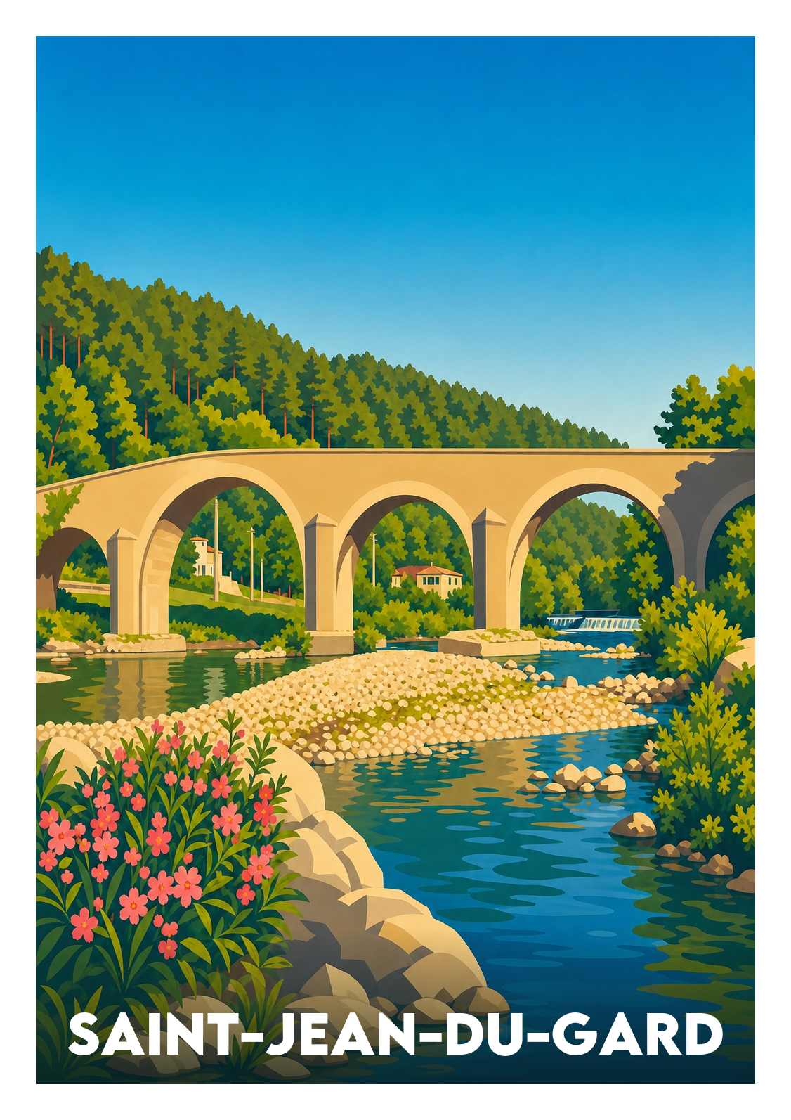Affiche souvenir de Saint-Jean-du-Gard – image brute sans cadre