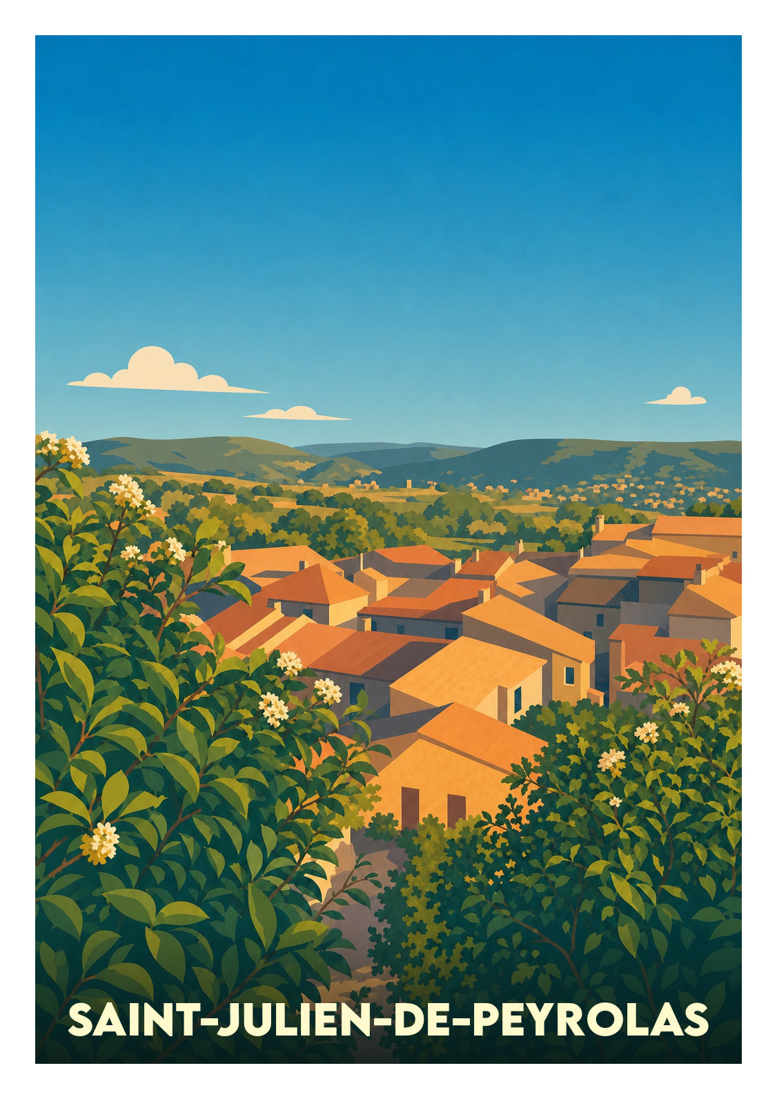 Affiche souvenir de Saint-Julien-de-Peyrolas – image brute sans cadre