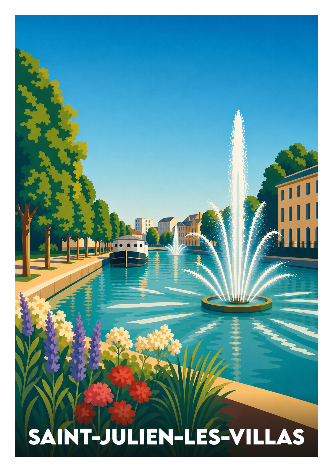 Affiche souvenir de Saint-Julien-les-Villas – image brute sans cadre