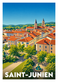 Affiche souvenir de Saint-Junien – image brute sans cadre