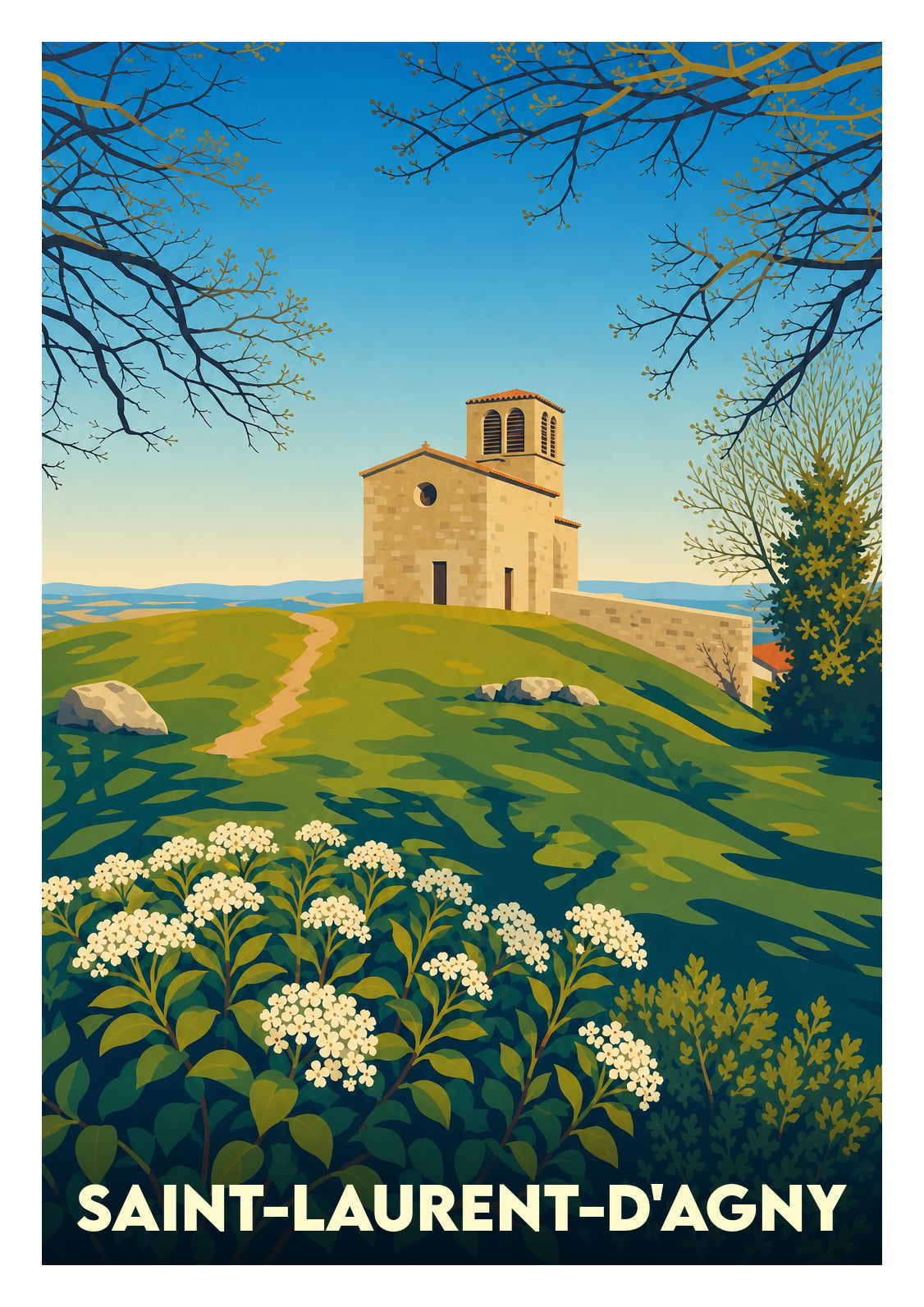 Affiche souvenir de Saint-Laurent-d'Agny – image brute sans cadre