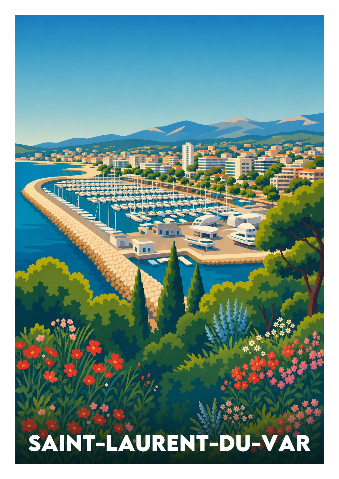 Affiche souvenir de Saint-Laurent-du-Var – image brute sans cadre