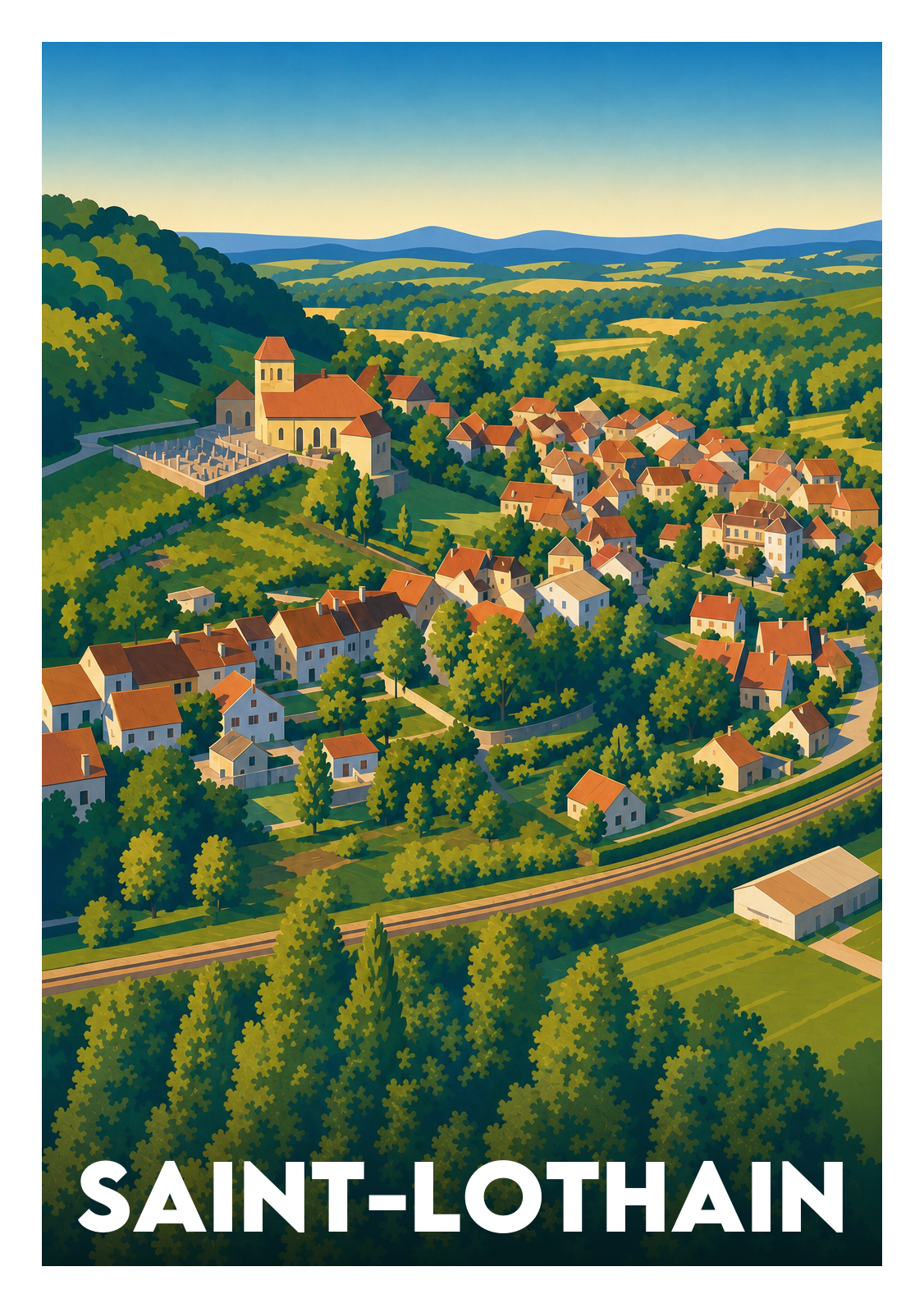 Affiche souvenir de Saint-Lothain – image brute sans cadre