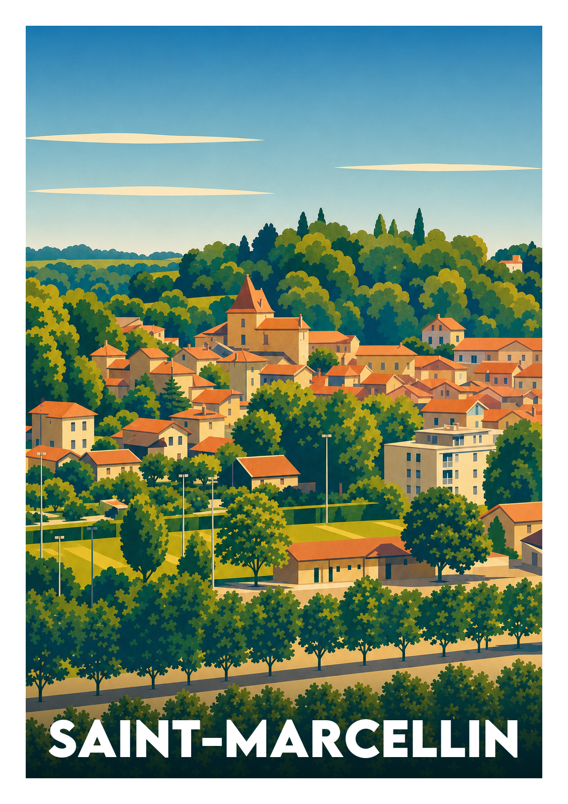 Affiche souvenir de Saint-Marcellin – image brute sans cadre
