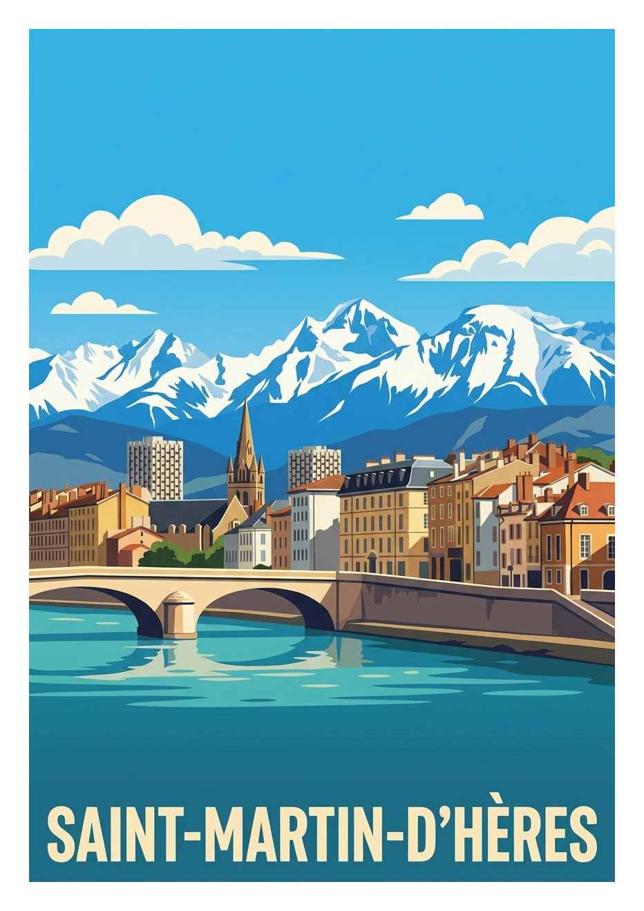Affiche souvenir de Saint-Martin-d'Hères – image brute sans cadre