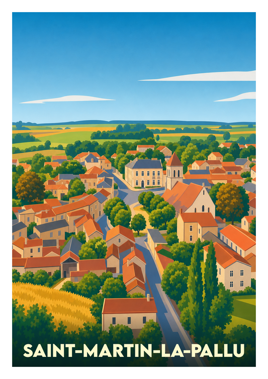 Affiche souvenir de Saint-Martin-la-Pallu – image brute sans cadre