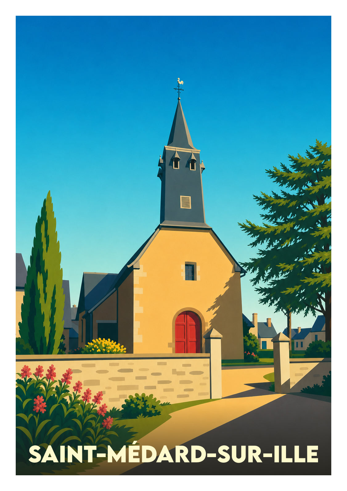 Affiche souvenir de Saint-Médard-sur-Ille – image brute sans cadre