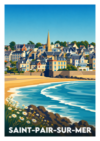 Affiche souvenir de Saint-Pair-sur-Mer – image brute sans cadre