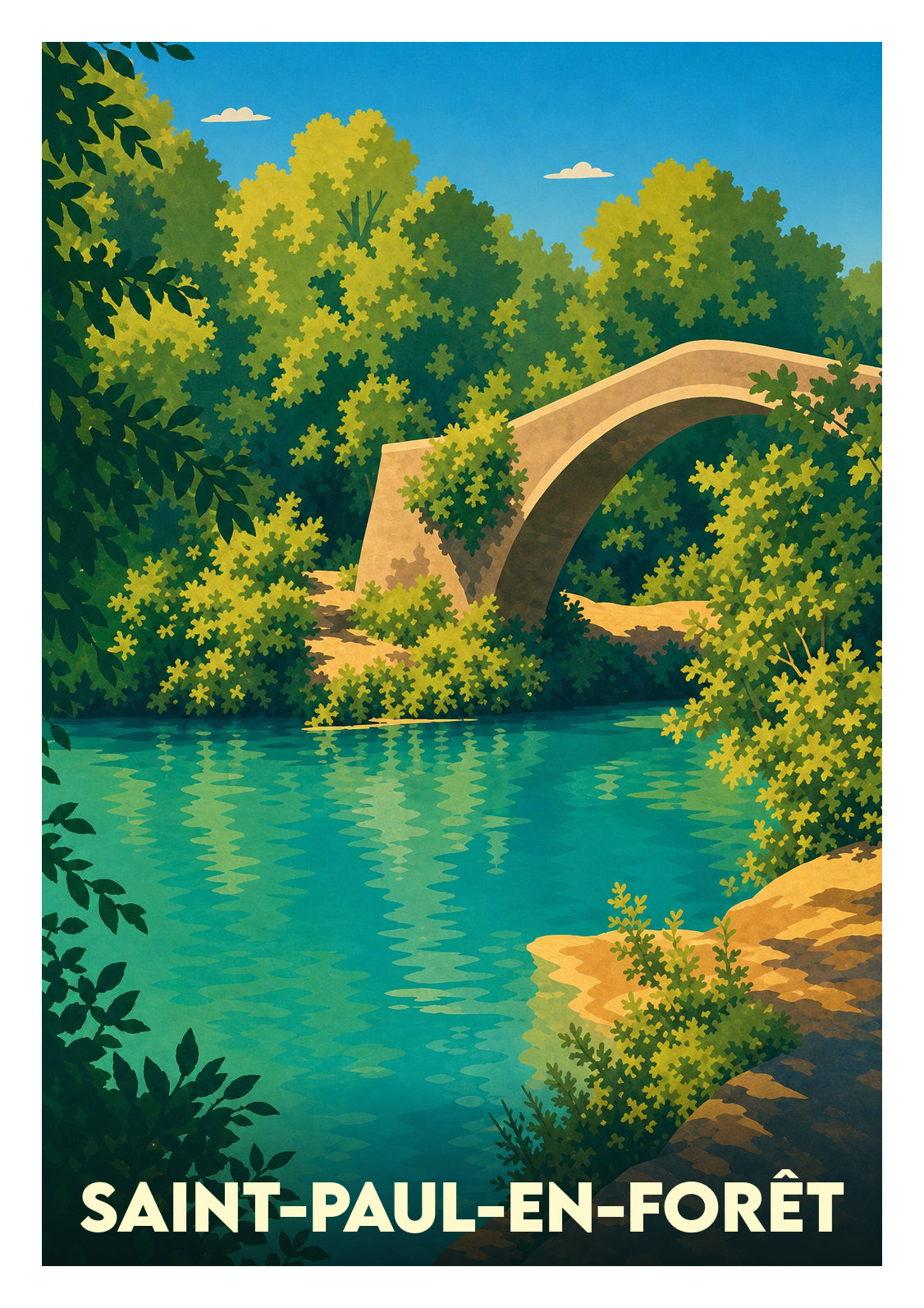 Affiche souvenir de Saint-Paul-en-Forêt – image brute sans cadre