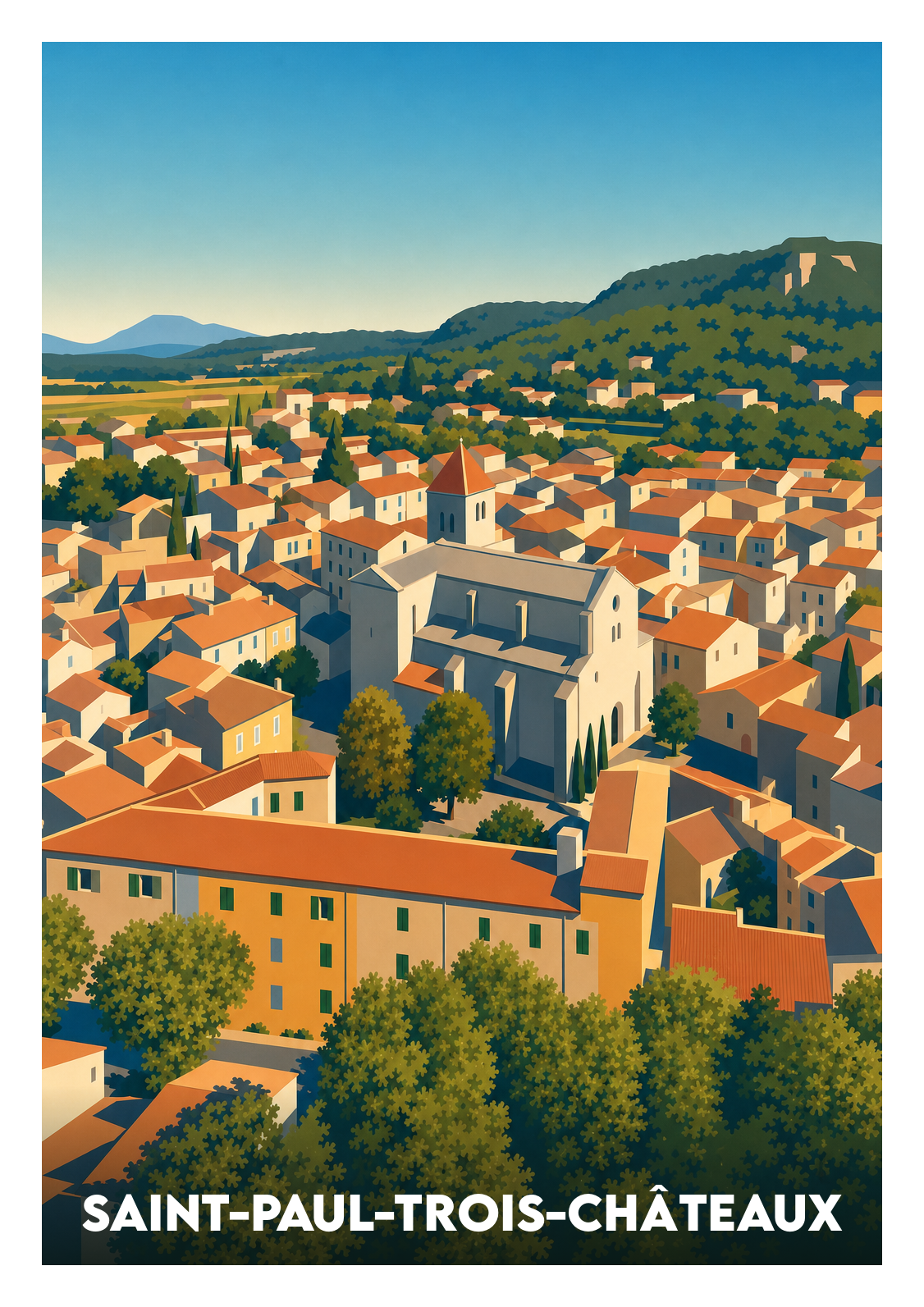Affiche souvenir de Saint-Paul-Trois-Châteaux – image brute sans cadre