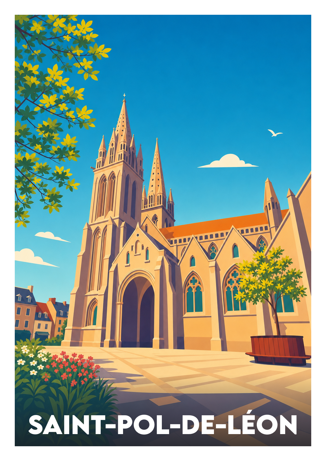 Affiche souvenir de Saint-Pol-de-Léon – image brute sans cadre