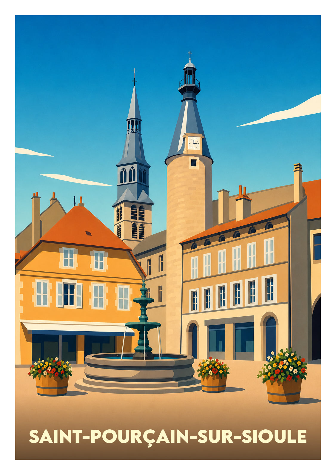 Affiche souvenir de Saint-Pourçain-sur-Sioule – image brute sans cadre