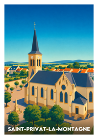Affiche souvenir de Saint-Privat-la-Montagne – image brute sans cadre