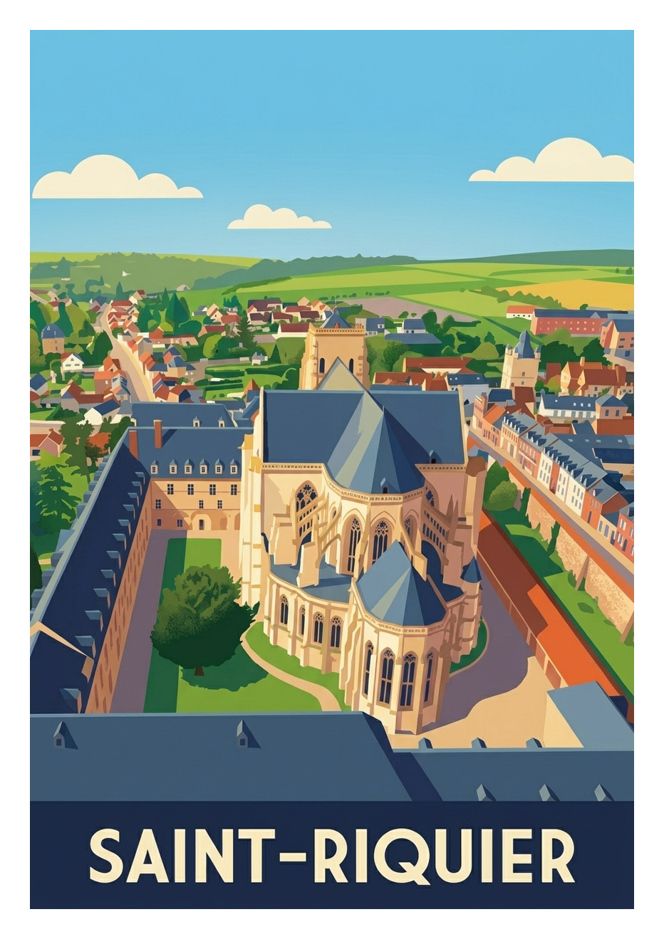 Affiche souvenir de Saint-Riquier – image brute sans cadre