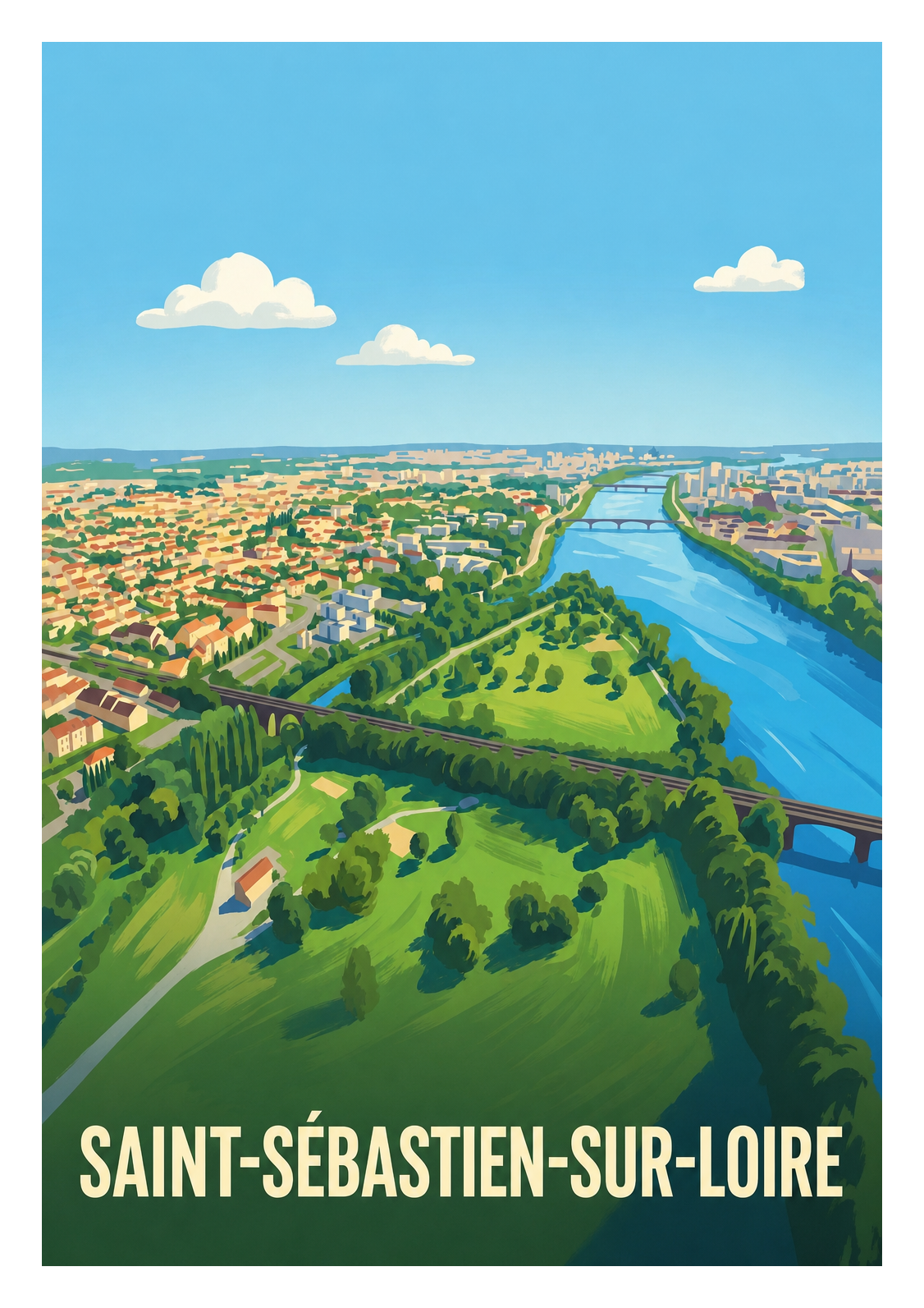 Affiche souvenir de Saint-Sébastien-sur-Loire – image brute sans cadre