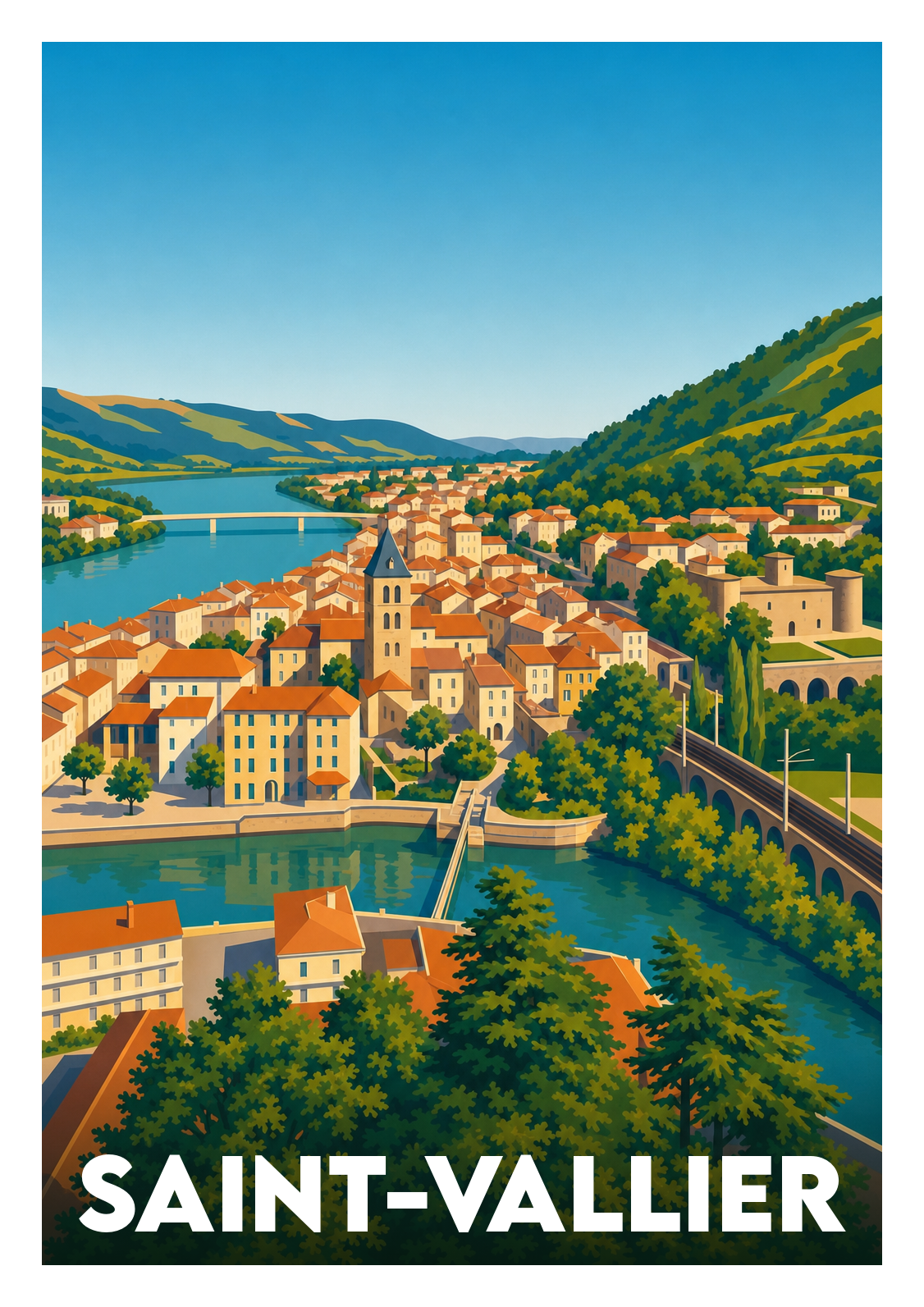 Affiche souvenir de Saint-Vallier – image brute sans cadre