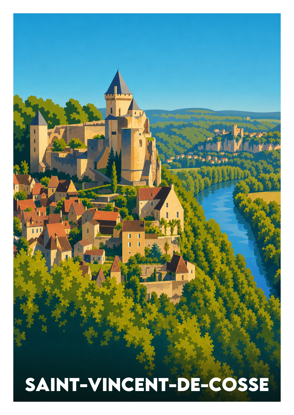 Affiche souvenir de Saint-Vincent-de-Cosse – image brute sans cadre