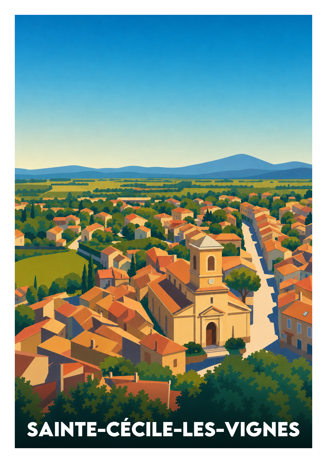 Affiche souvenir de Sainte-Cécile-les-Vignes – image brute sans cadre