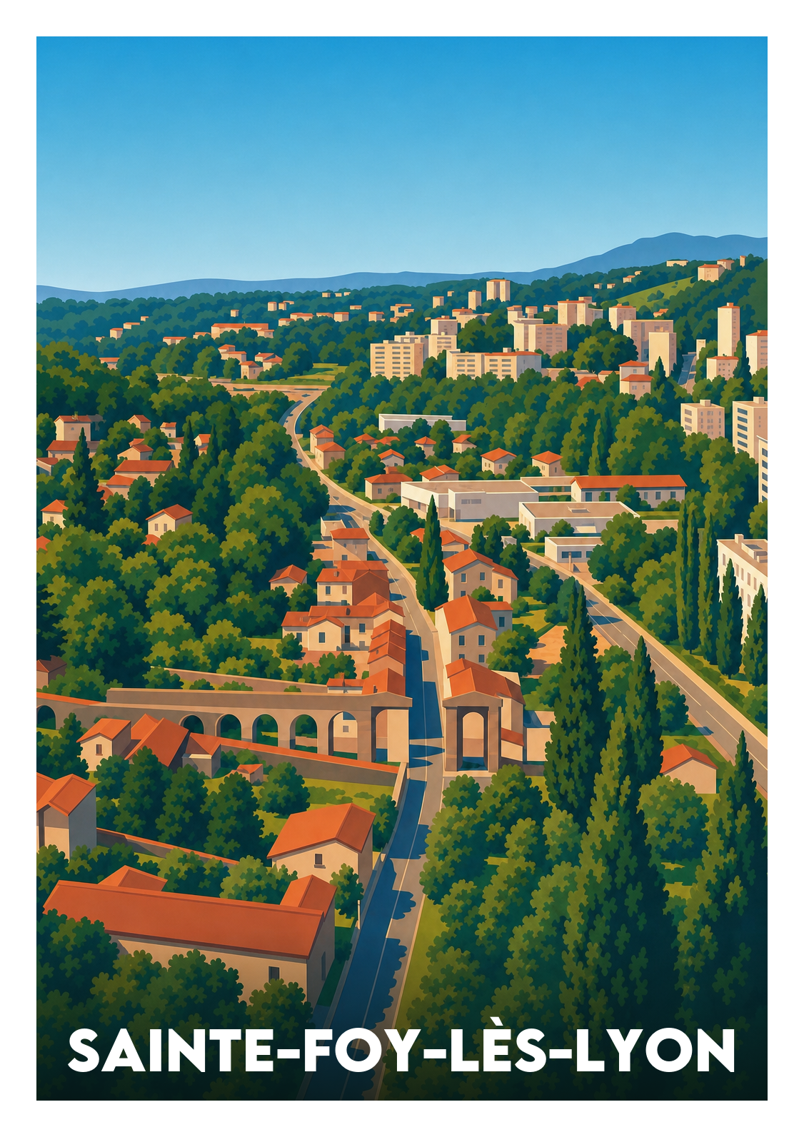 Affiche souvenir de Sainte-Foy-lès-Lyon – image brute sans cadre