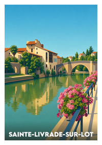 Affiche souvenir de Sainte-Livrade-sur-Lot – image brute sans cadre