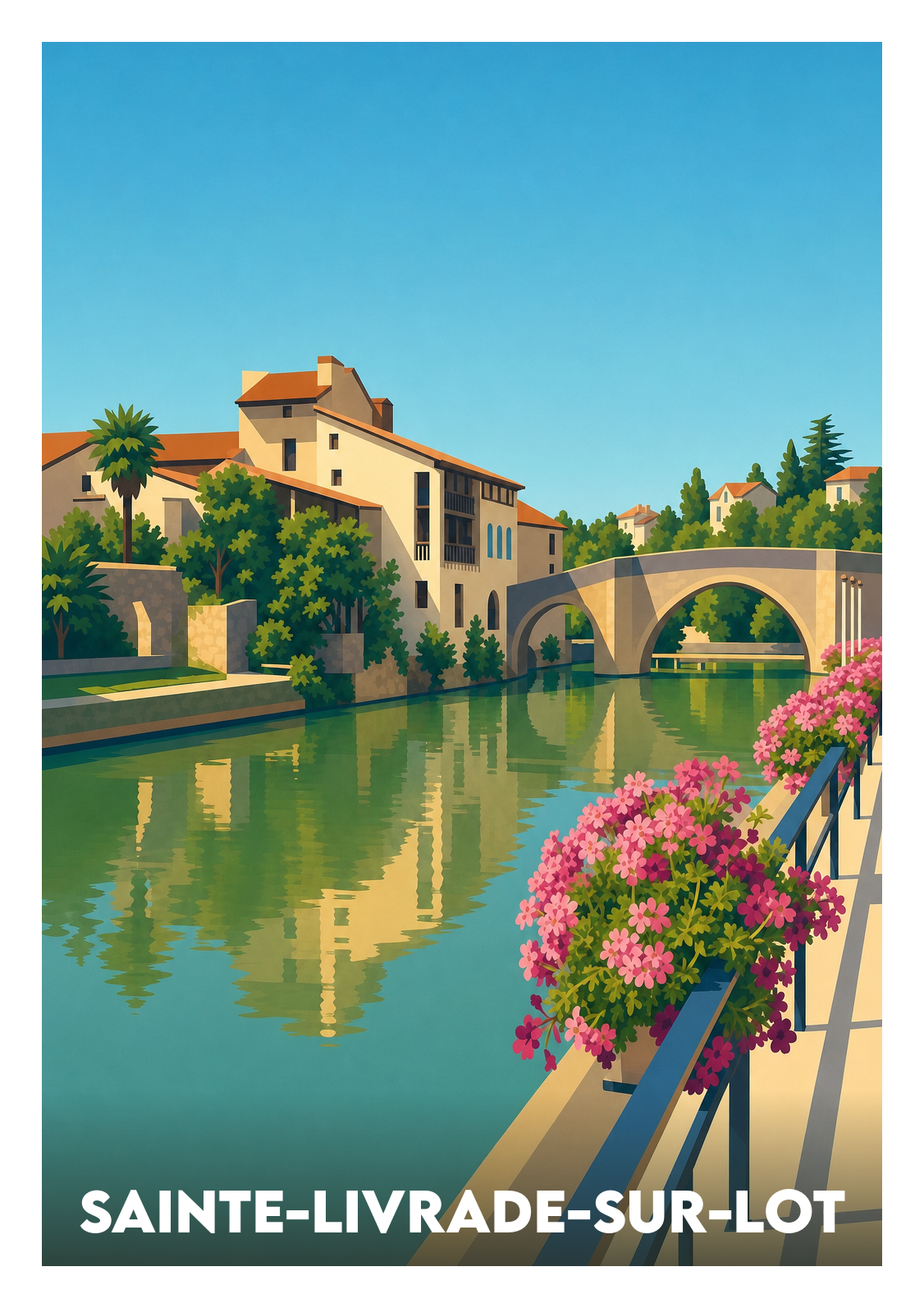 Affiche souvenir de Sainte-Livrade-sur-Lot – image brute sans cadre