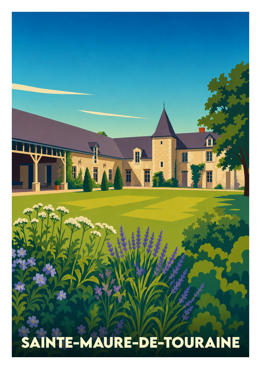 Affiche souvenir de Sainte-Maure-de-Touraine – image brute sans cadre